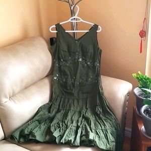 Olive green midi dress
